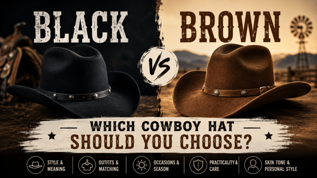 Feature image of blog post "Black vs Brown Cowboy Hat: Which Color Looks Better on You?"