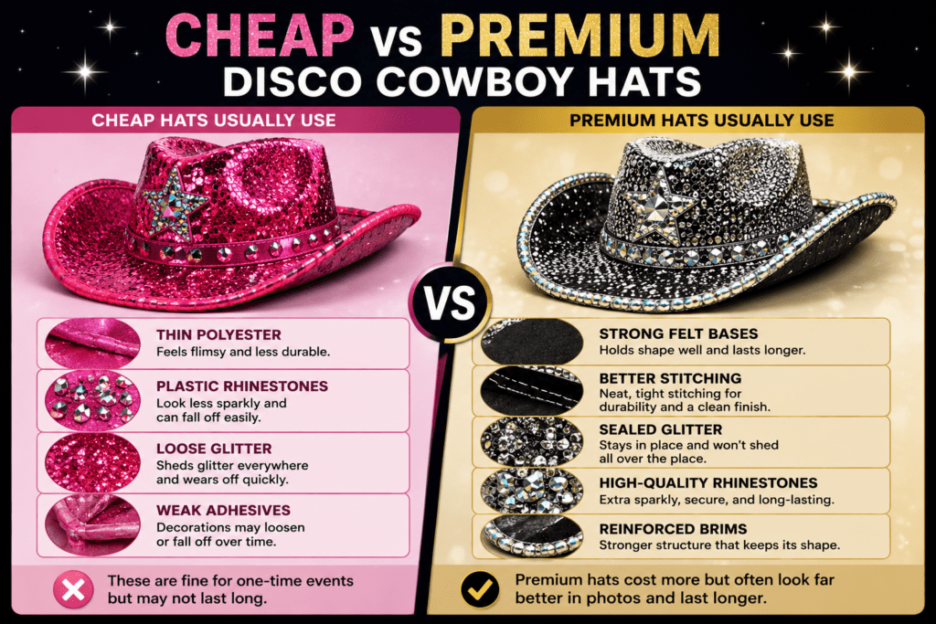 Cheap vs Premium Disco Cowboy Hats Cheap vs Premium Disco Cowboy Hats