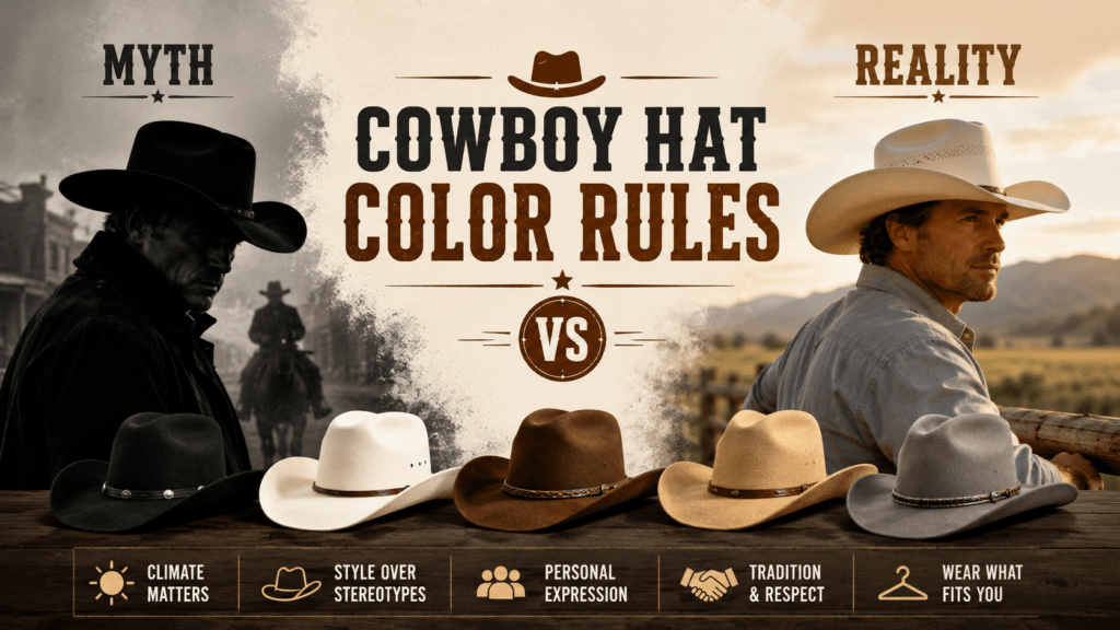 Feature image of blog post "Cowboy Hat Color Rules Myth vs Reality”
