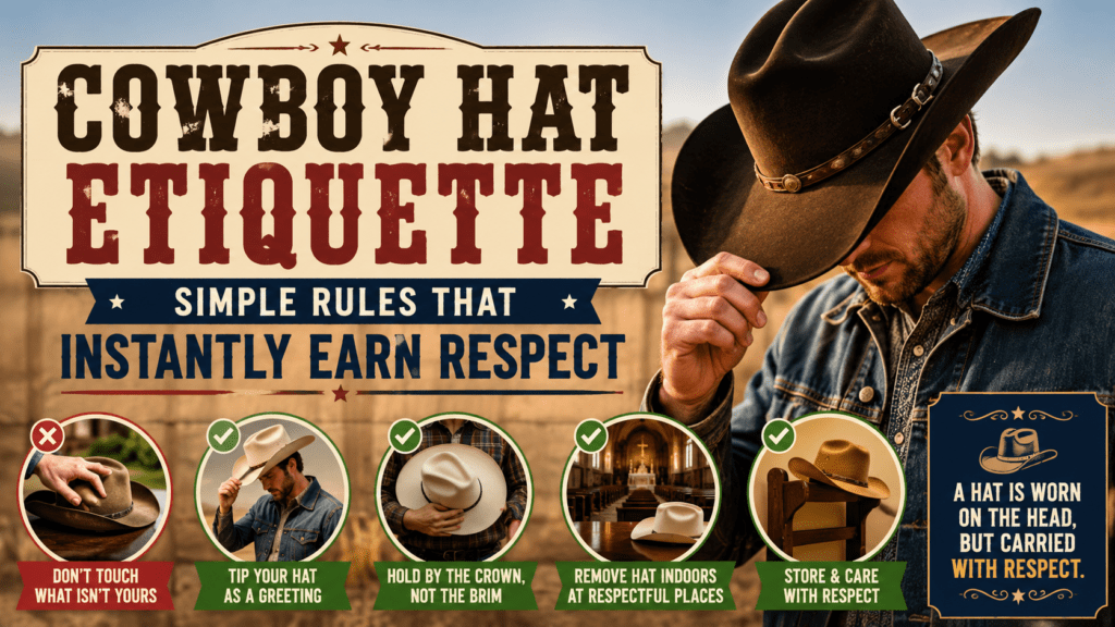 Feature image of blog post "Cowboy Hat Etiquette Simple Rules That Instantly Earn Respect"