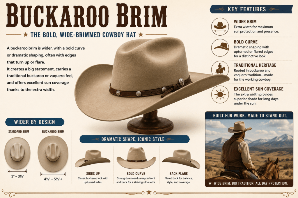 Infographic Illustrating Buckaroo Brim in Cowboy Hat