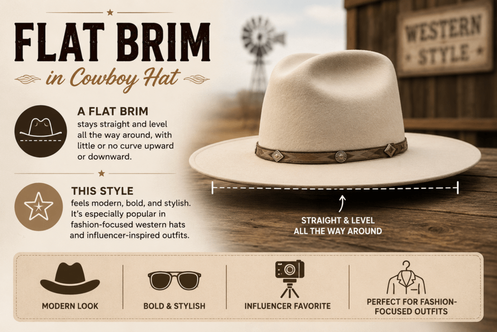 Infographic Illustrating Flat Brim in a Cowboy Hat Infographic Illustrating Flat Brim in a Cowboy Hat