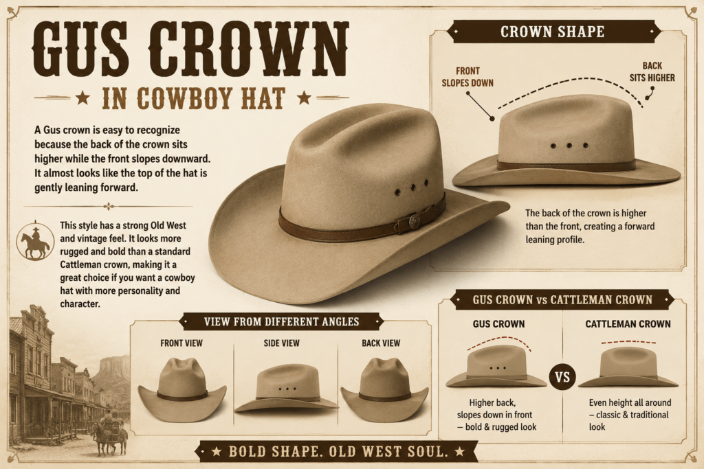 Infographic Illustrating Gus Crown in Cowboy Hat Infographic Illustrating Gus Crown in Cowboy Hat