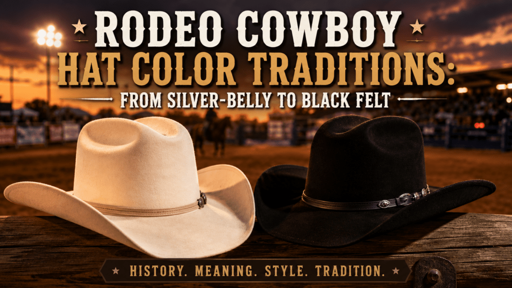 Feature image of blog post "Rodeo Cowboy Hat Color Traditions From Silver-Belly to Black Felt"
