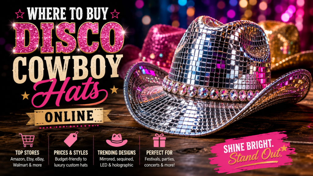 Feature Image for post givin visual picture of how to Shop Disco Cowboy Hat