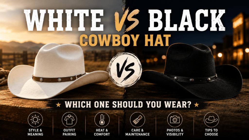 Feature Image of Blog Post "White vs Black Cowboy Hat: Which One Should You Wear?"