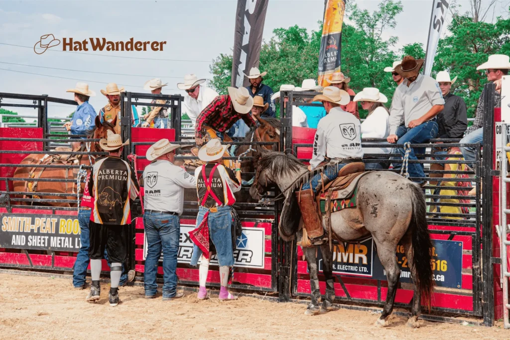 Rodeo Performers last minutes prepariation before entry in the event