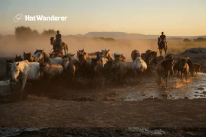 A couple Cowboy herding their herd of cows