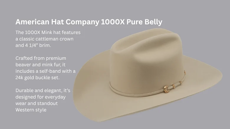 American Hat Company 1000X Pure Belly Cowboy Hat