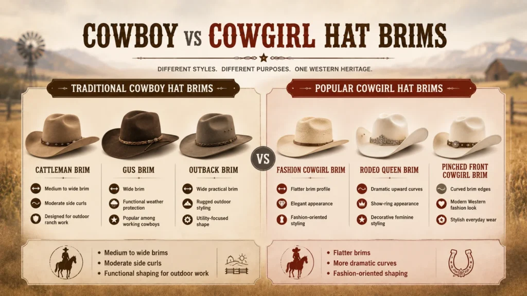 Brim Styles Are Usually Different in Cowboy Hats vs Cowgirl Hats