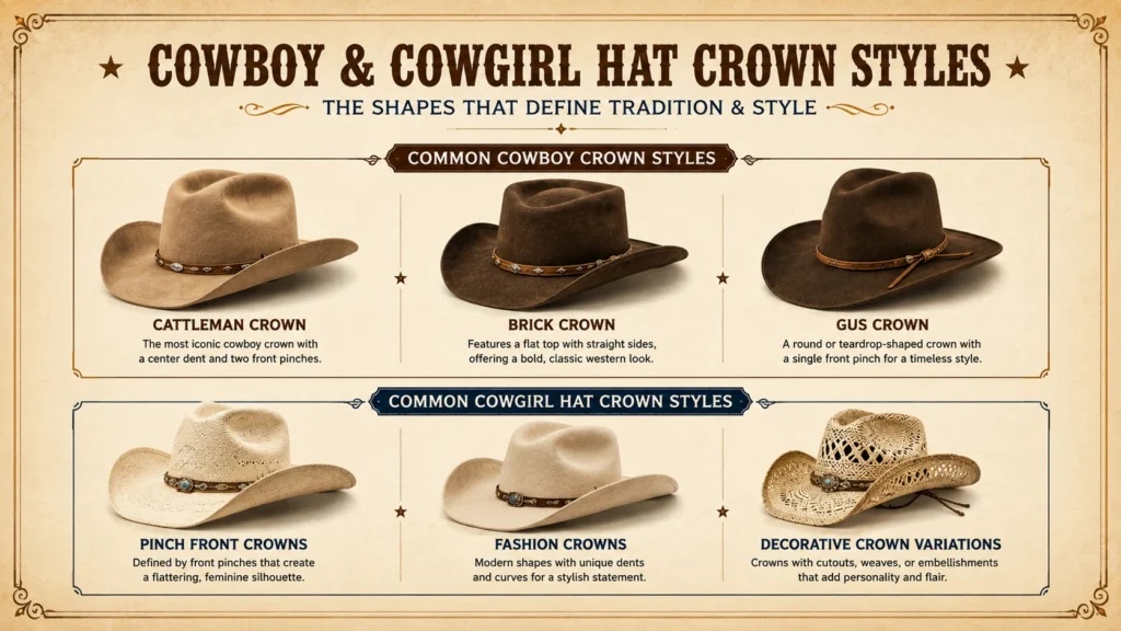 Cowboy Hats vs Cowgirl Hat Crown Styles