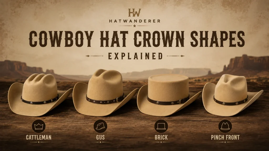 Cowboy Hat Crown Shapes Explained (Cattleman, Gus, Brick, Pinch Front)