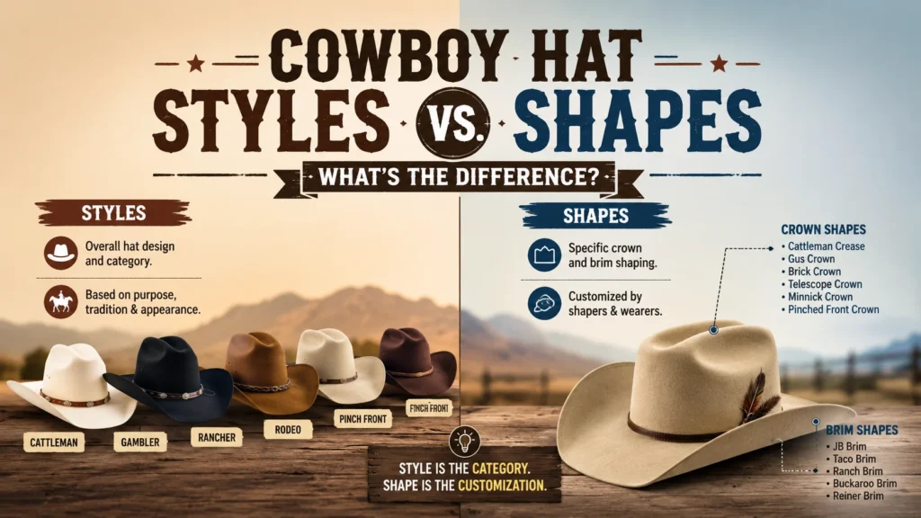 Cowboy Hat Styles vs. Cowboy Hat Shapes What’s the Difference