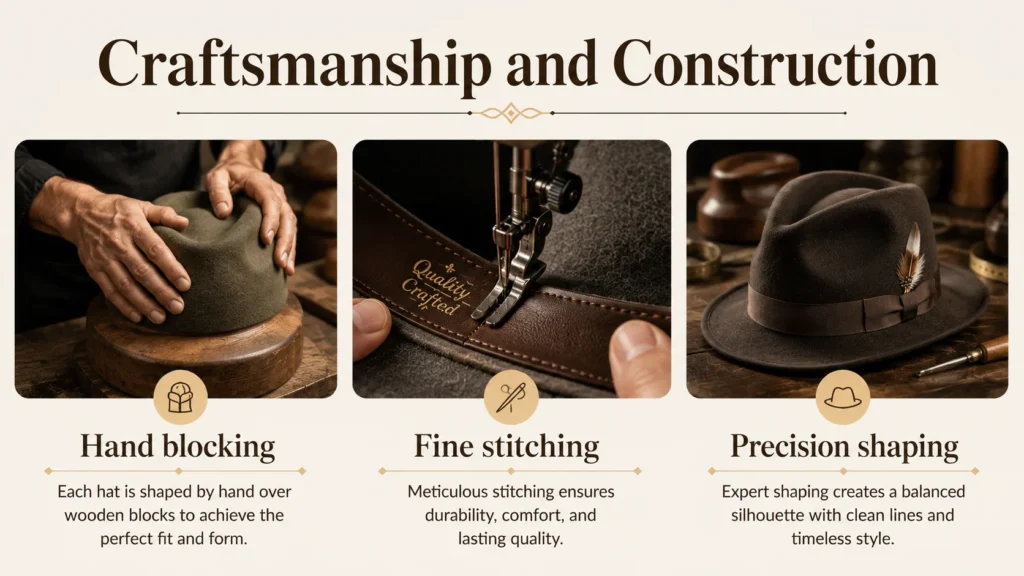 Craftsmanship and Construction of Cowboy Hat play critical role in determining their prices