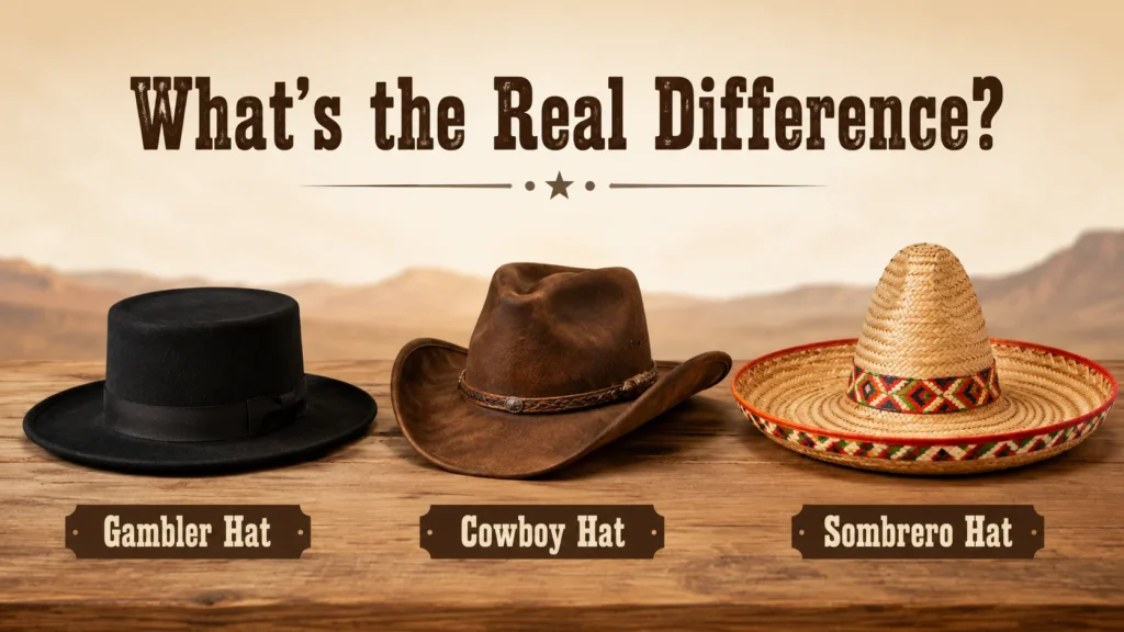 Gambler Hat vs. Cowboy Hat vs. Sombrero What’s the Real Difference