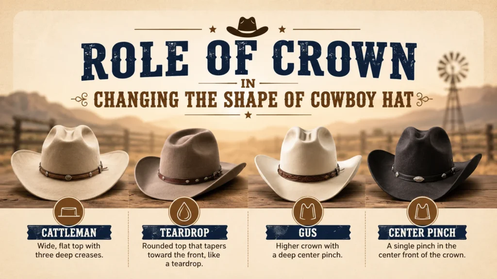Role of Crown in Changing the Shape of Cowboy Hat Role of Crown in Changing the Shape of Cowboy Hat