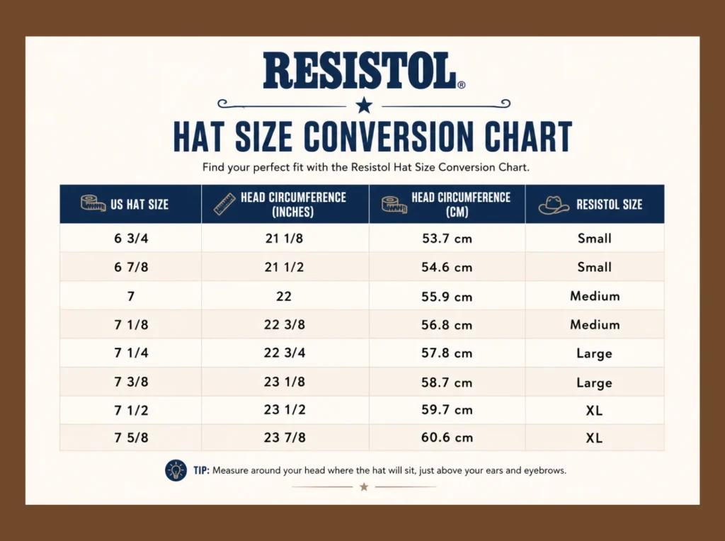 Resistol Hat Size Conversion Chart