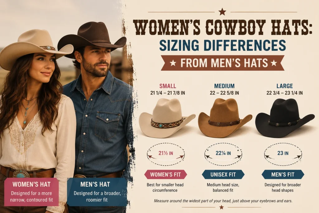 Women’s Cowboy Hats Sizing Differences from Men’s Hats