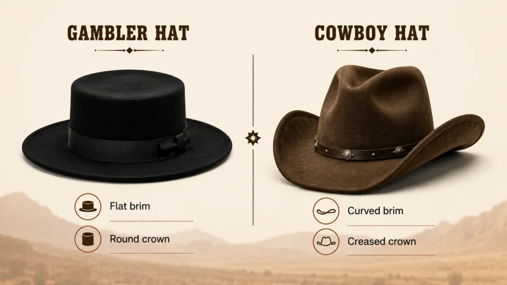 difference between a gamble hat and cowboy hat