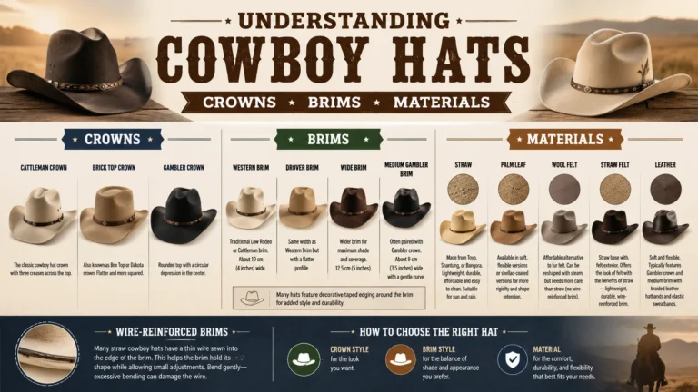 Cowboy Hat Guide Crown Styles, Brim Types, and Materials